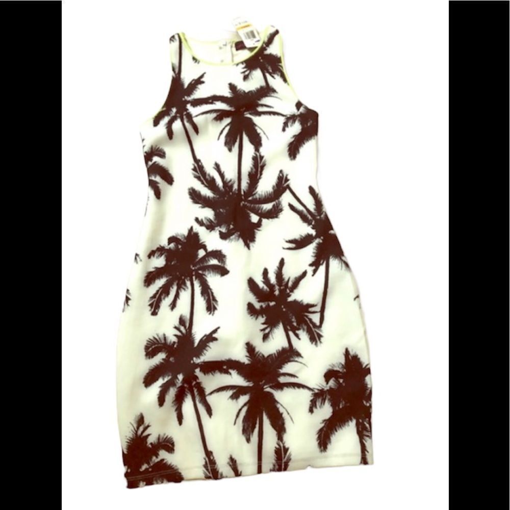 New Material Girl Y2k Black White Print Palm Trees Mini Bodycon Slip Dre